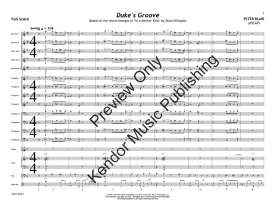 Duke's Groove (Score) Jazz Ensemble scores gallery preview page 4