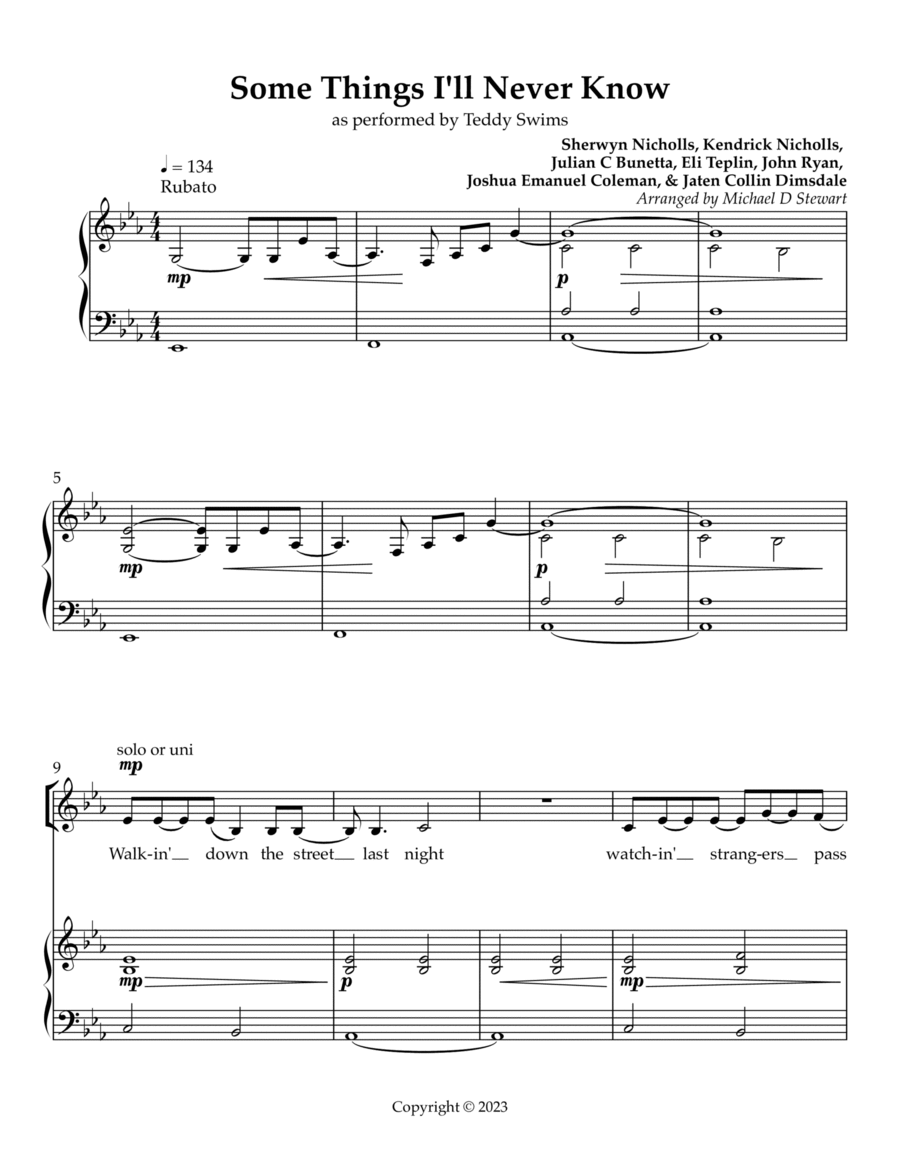 Some Things I'll Never Know 3-Part scores gallery preview page 1