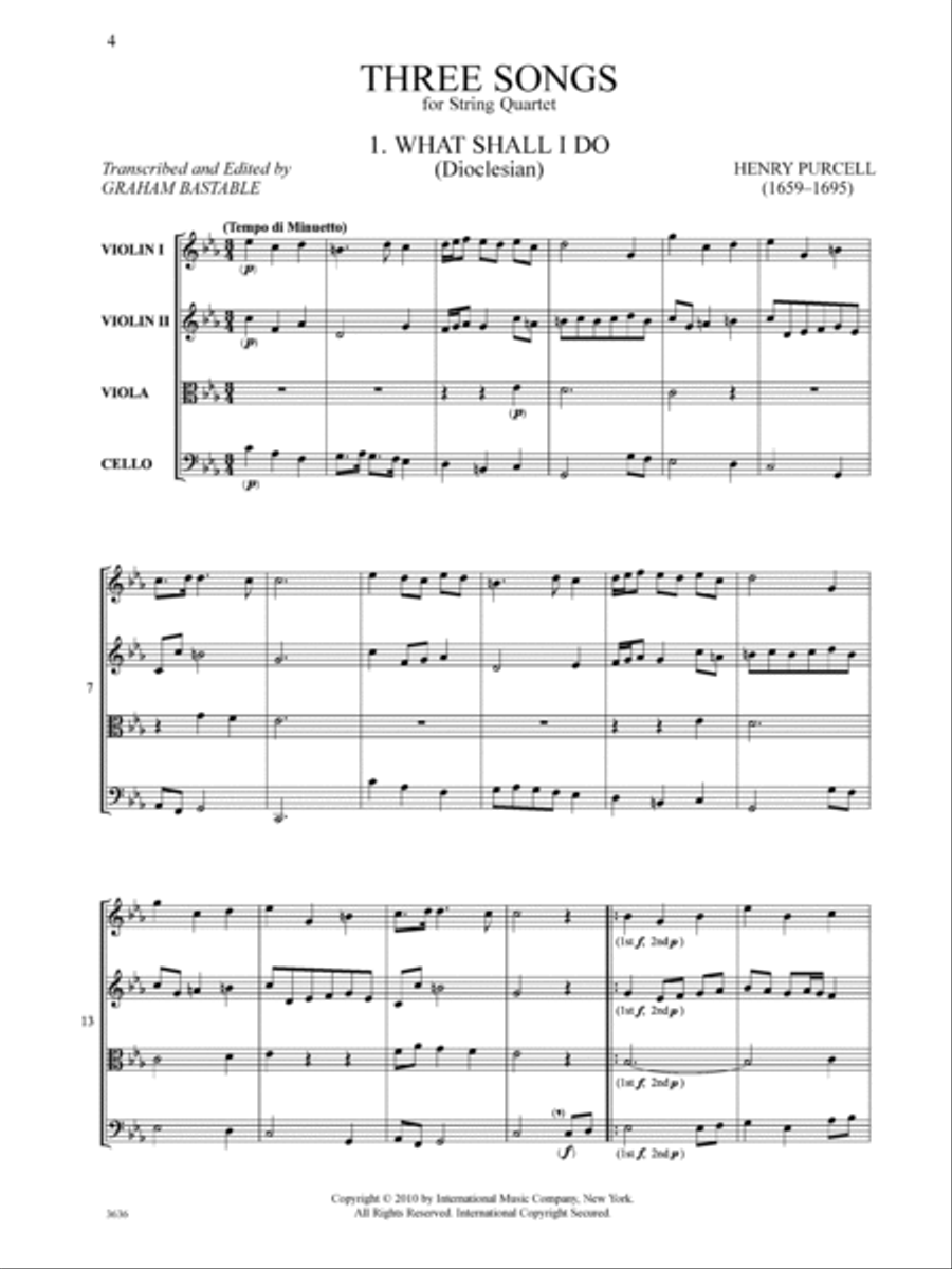 Three Songs (What Shall I Do; Next, Winter Comes Slowly; From Rosy Bowers) String Quartet scores gallery preview page 2