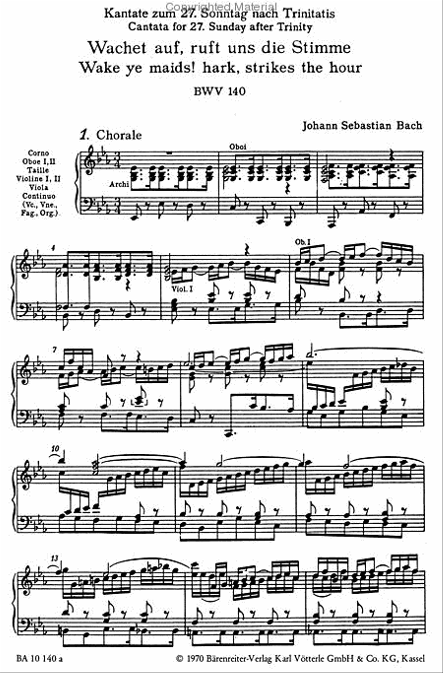 Wake ye maids! hark, strikes the hour, BWV 140 4-Part scores gallery preview page 3
