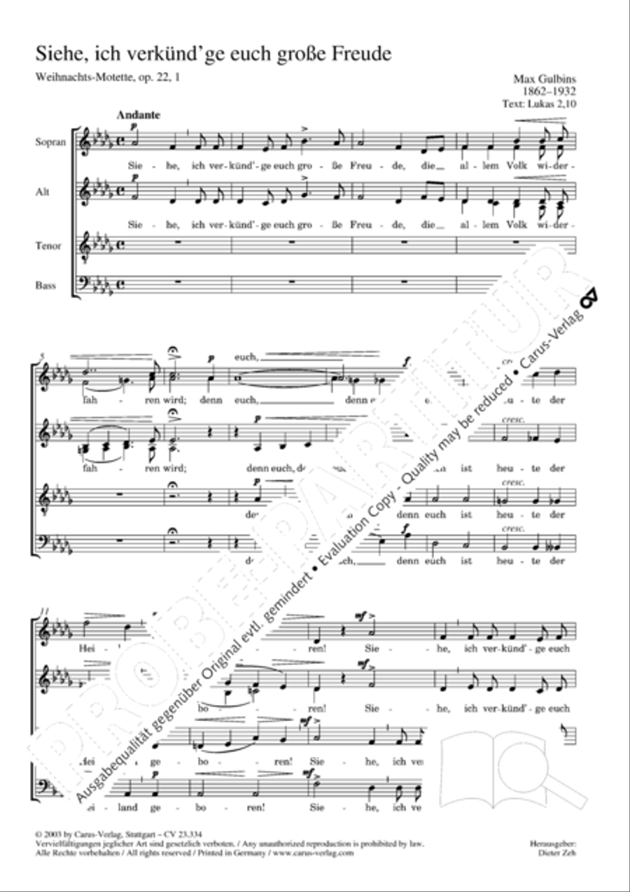 Siehe, ich verkundge euch grosse Freude 4-Part scores gallery preview page 2