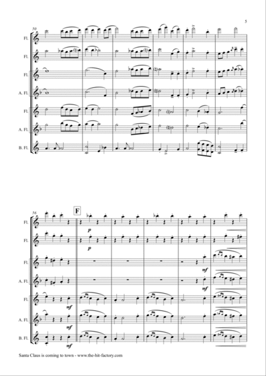 Santa Claus Is Comin' To Town Woodwind Ensemble scores gallery preview page 5
