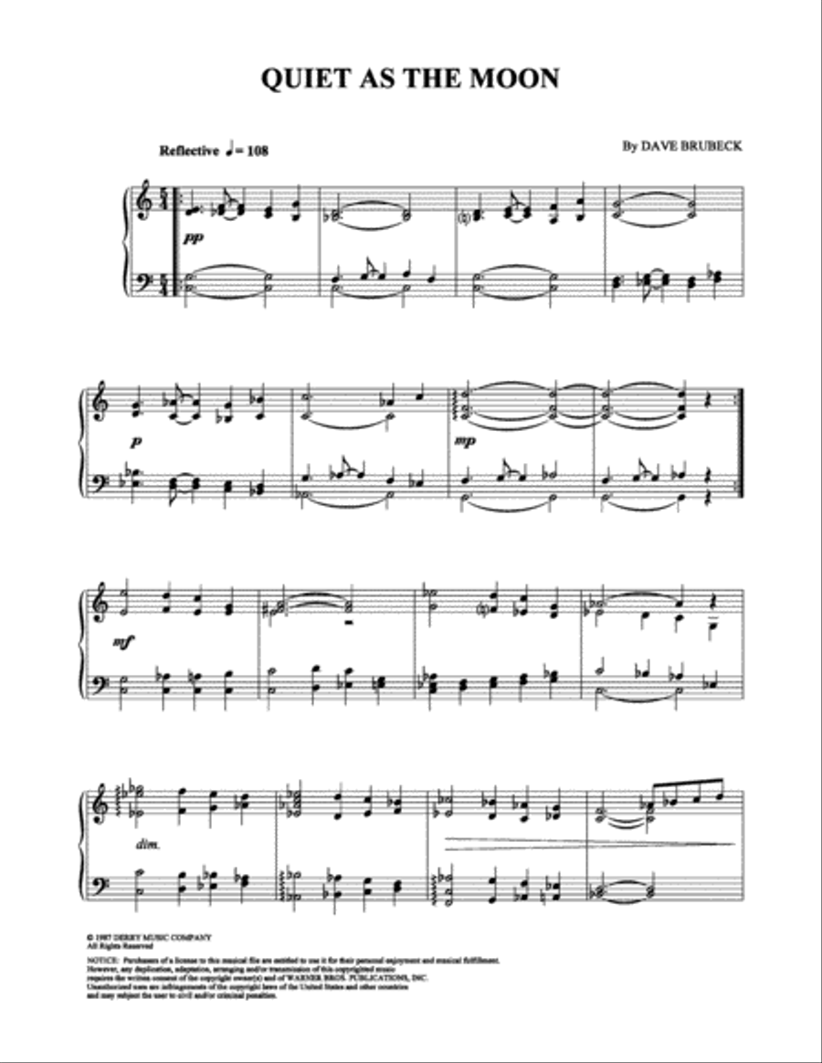 Quiet As The Moon Piano Solo scores gallery preview page 1
