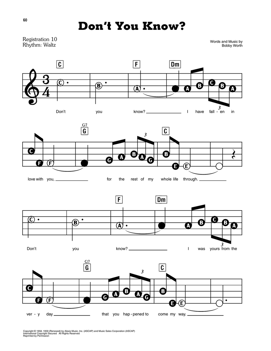 Don't You Know? Electronic Keyboard scores gallery preview page 1