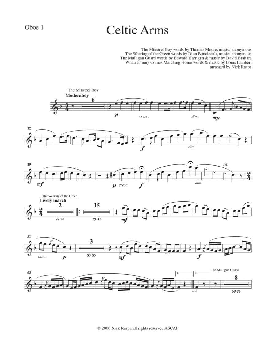 Celtic Arms - Oboe 1 part