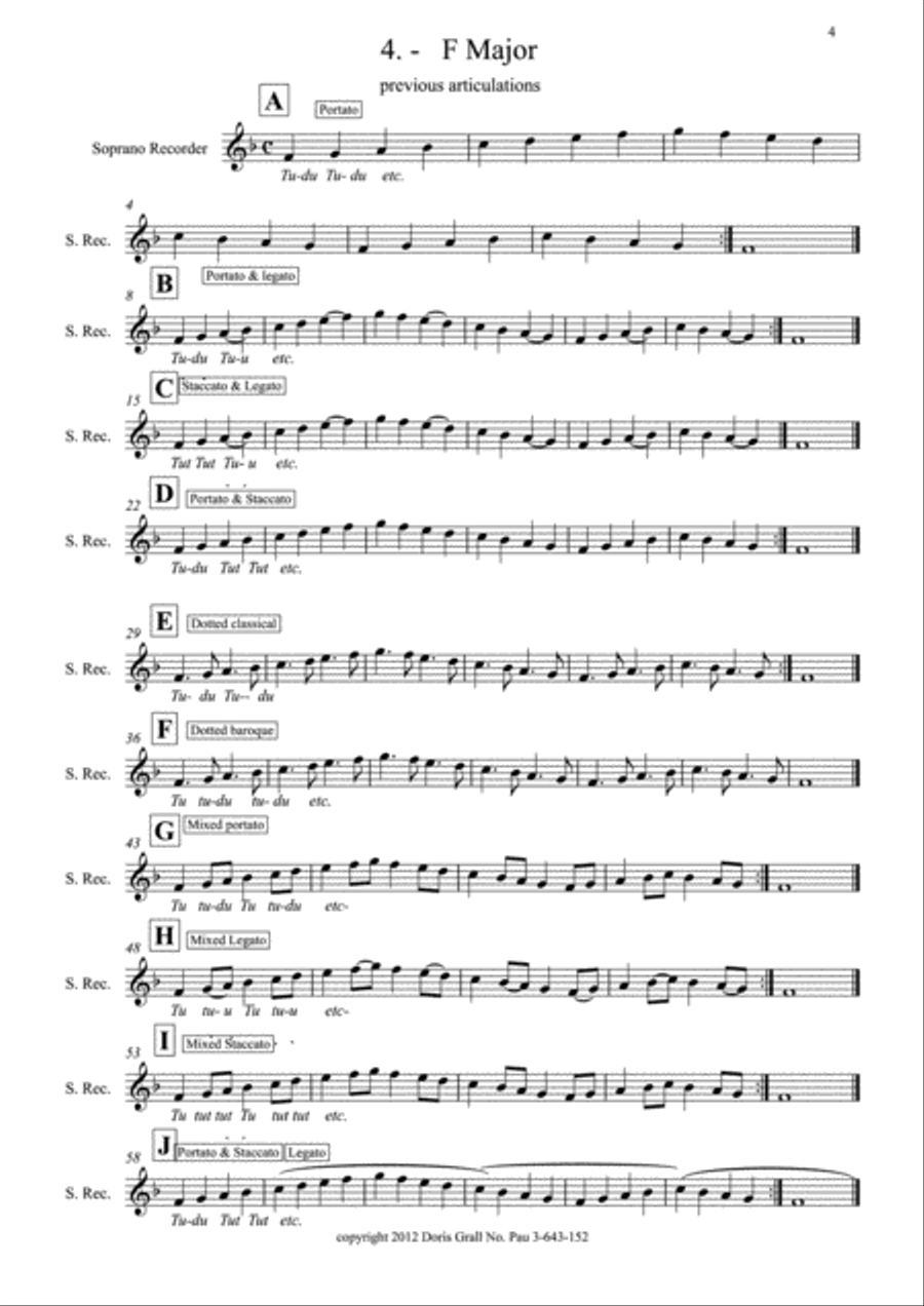 Book 1- Articulations on Major Scales for Soprano Recorder Woodwind Duet scores gallery preview page 6