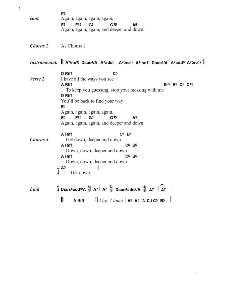 Down Down Easy Guitar scores gallery preview page 2