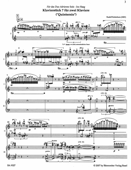 Klavierstueck 7 for two Pianos 'Quinternio'