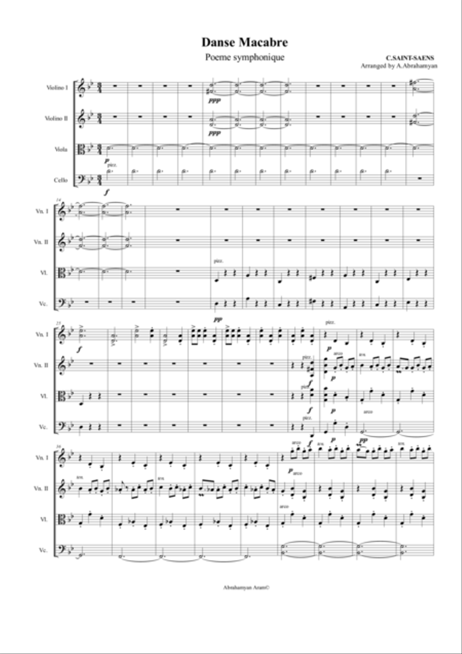 Danse Macabre String Quartet scores gallery preview page 1