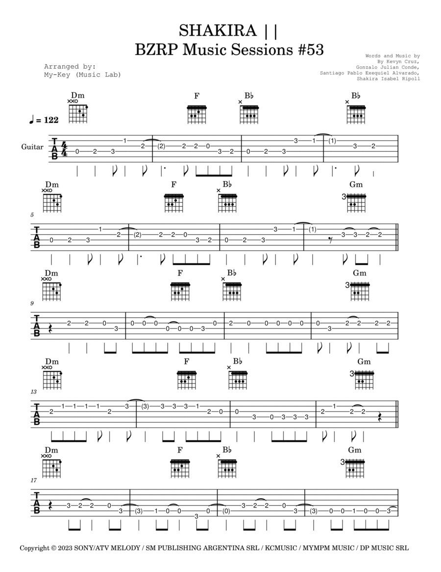 Shakira: Bzrp Music Sessions Vol. 53 Electric Guitar scores gallery preview page 1
