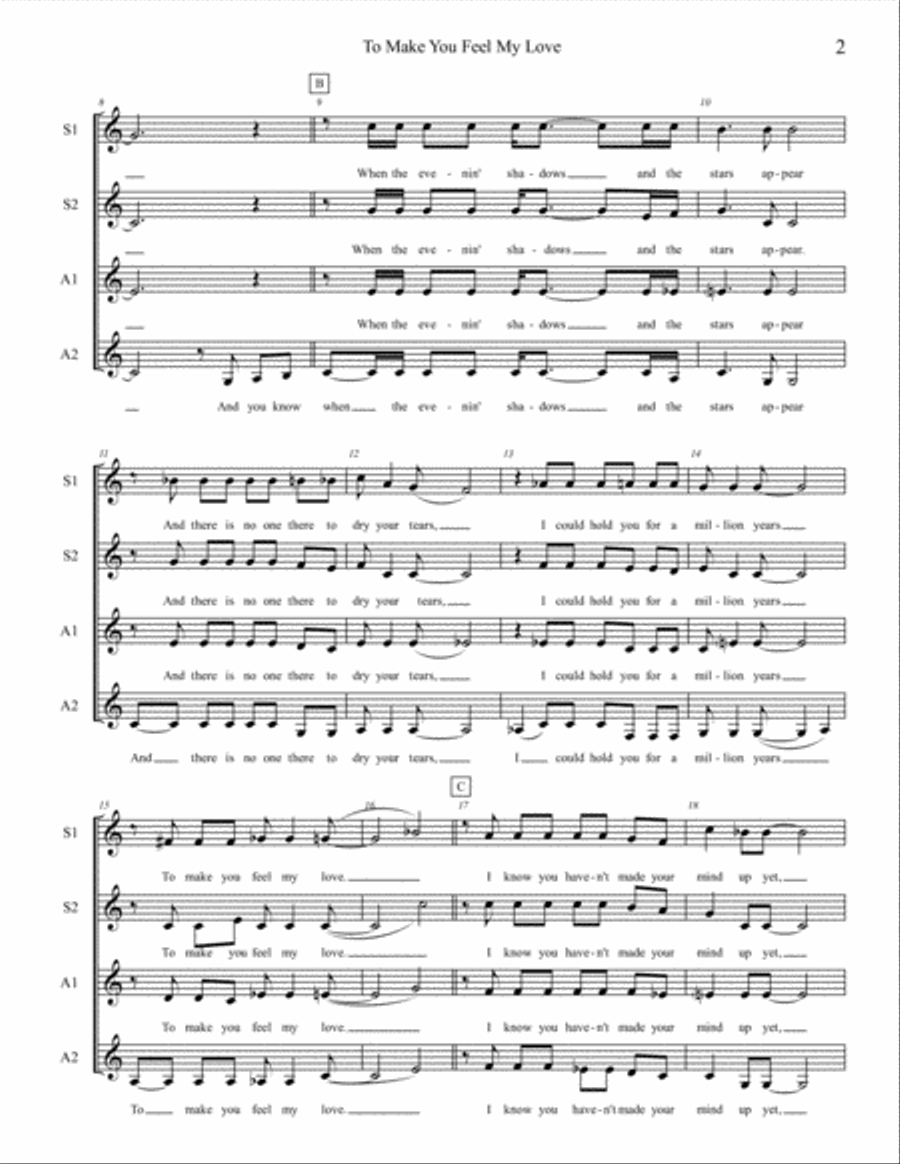 To Make You Feel My Love SSAA scores gallery preview page 2