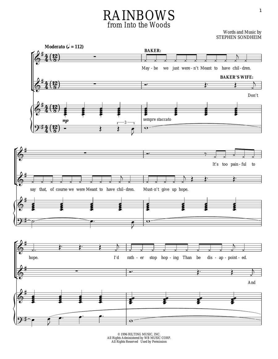 Rainbows Piano, Vocal scores gallery preview page 1