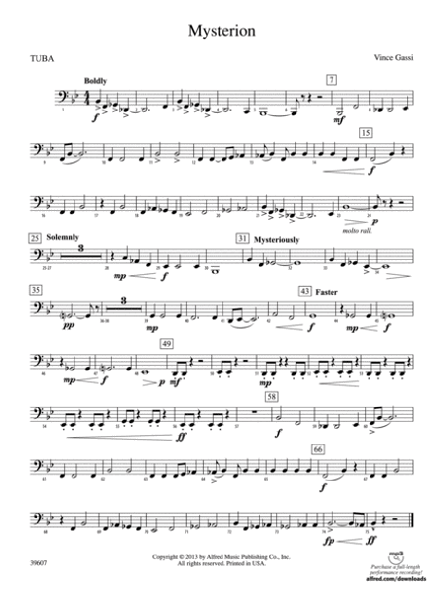 Mysterion: Tuba Concert Band scores gallery preview page 1