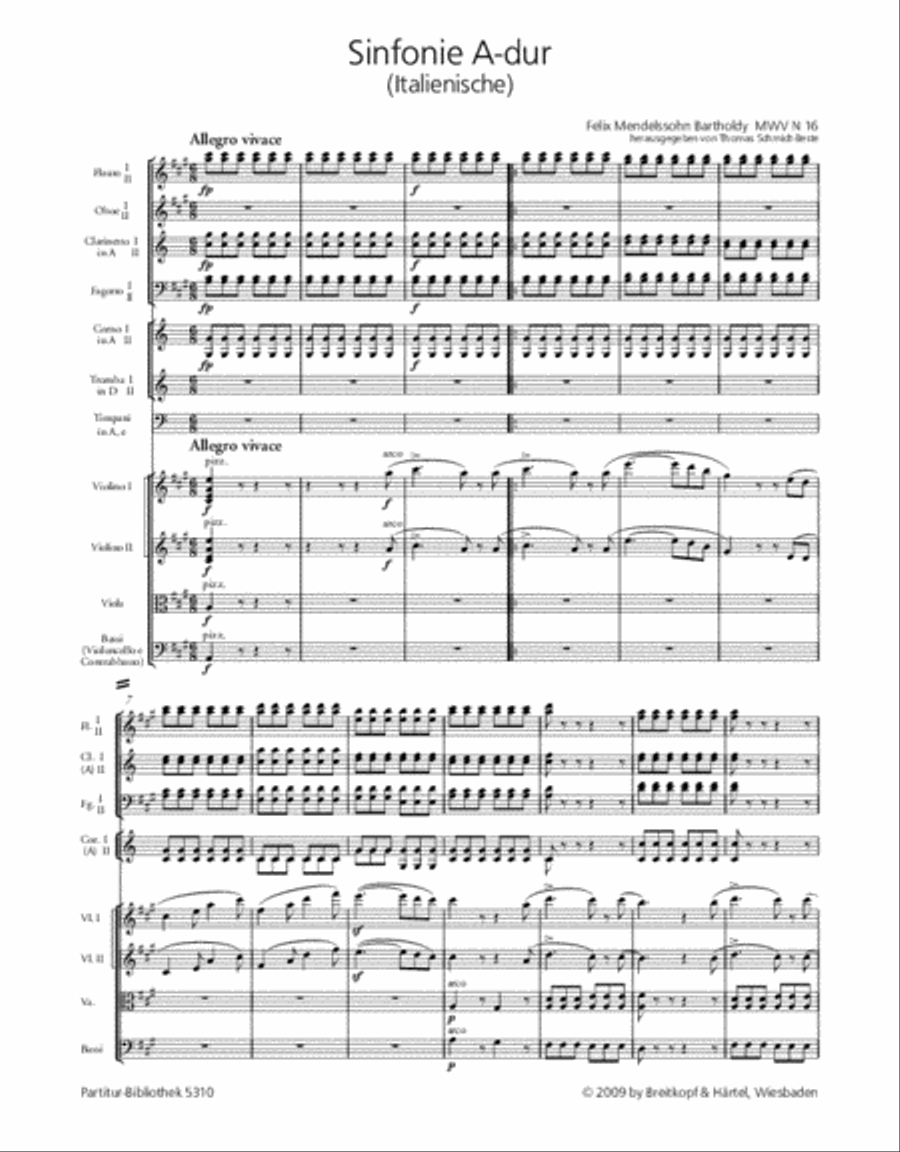 Symphony No. 4 in A major [Op. 90] MWV N 16 (Italian) Orchestra scores gallery preview page 2