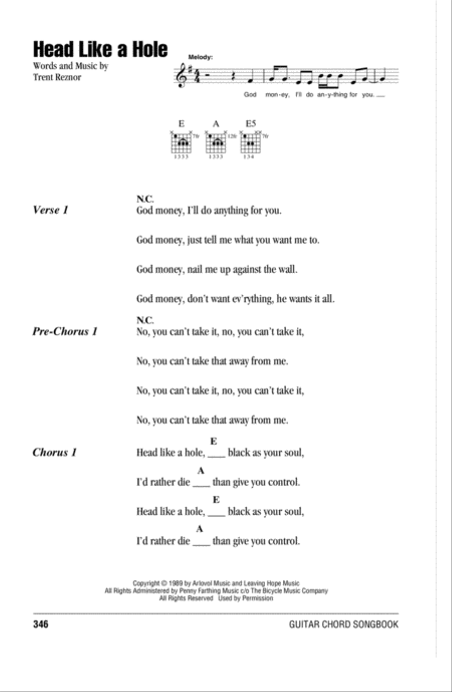 Head Like A Hole Head Like A Hole Acoustic Guitar scores gallery preview page 1