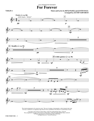 For Forever (from Dear Evan Hansen) (arr. Jacob Narverud) - Violin 1