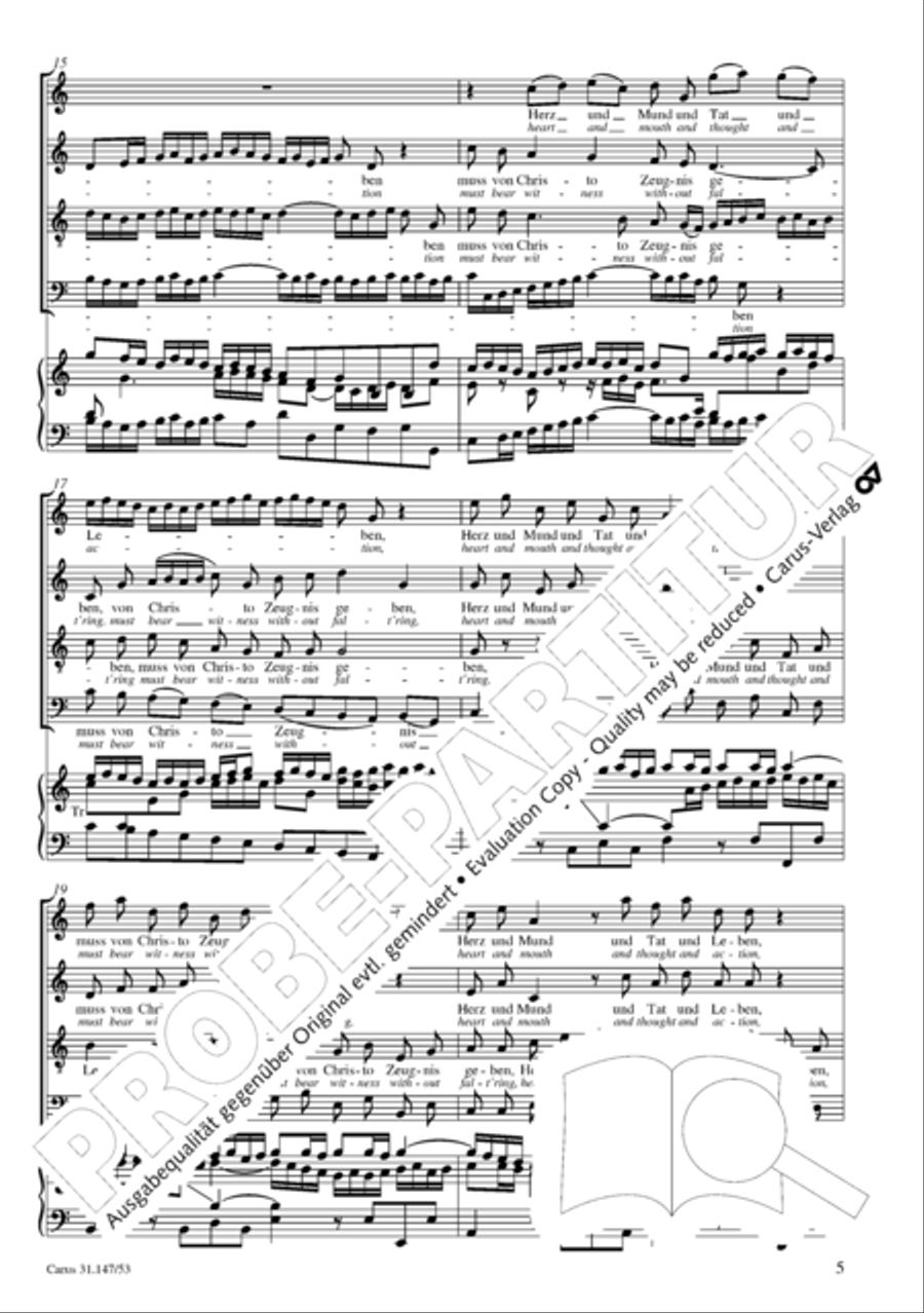 Heart and mouth and thought and action (Herz und Mund und Tat und Leben) (Herz und Mund und Tat und Leben) 4-Part scores gallery preview page 6
