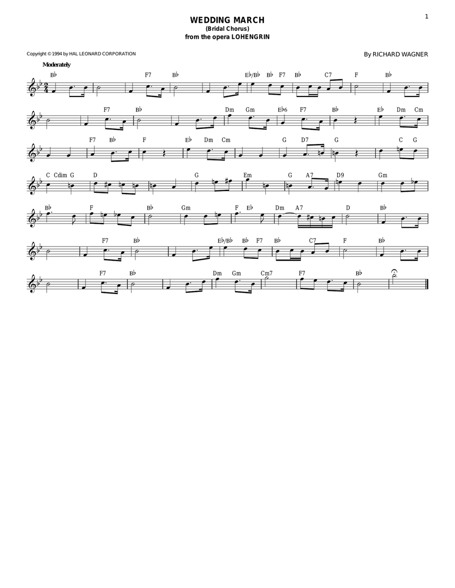 Wedding March (Bridal Chorus) Acoustic Guitar scores gallery preview page 1