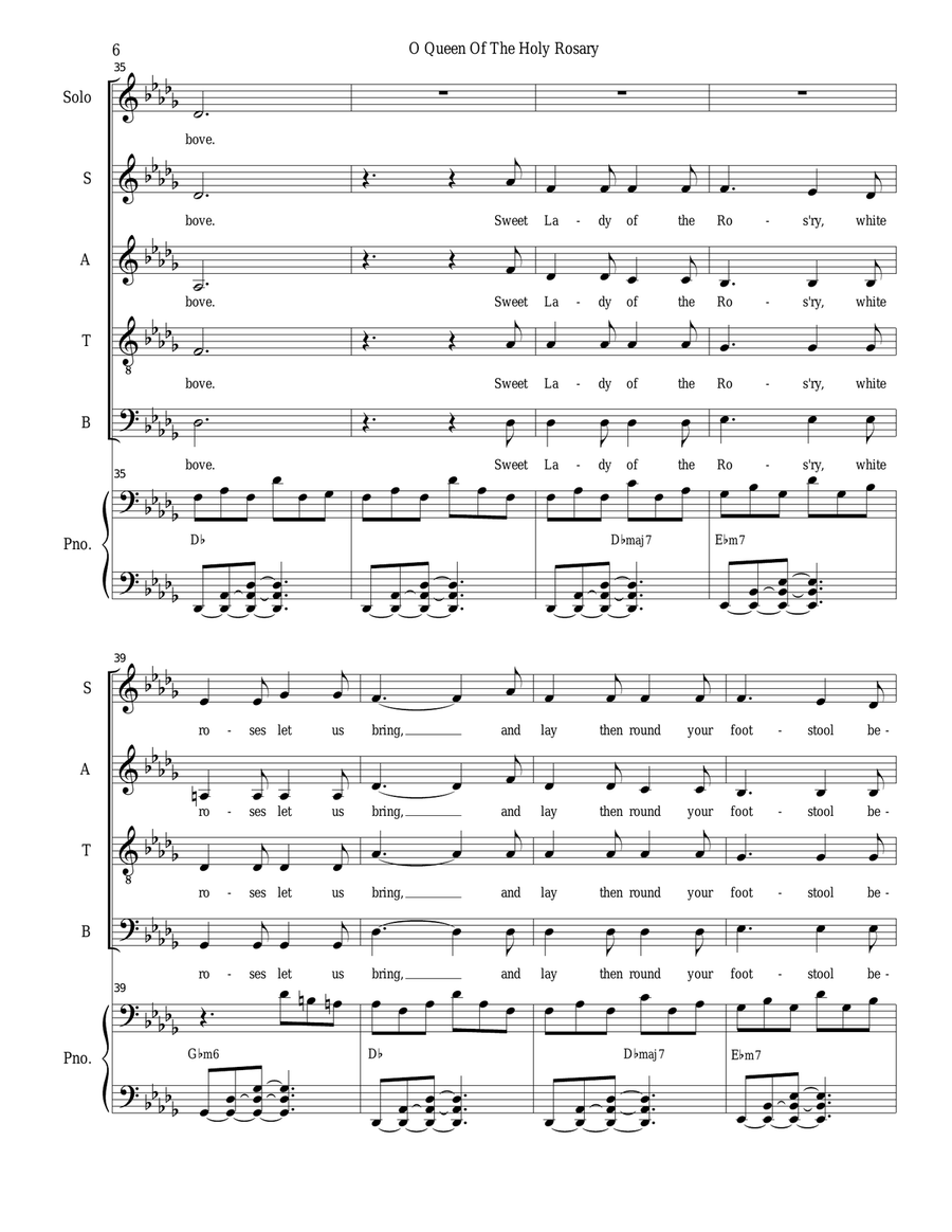 O Queen Of The Holy Rosary (Vocal solo and SATB) 4-Part scores gallery preview page 6