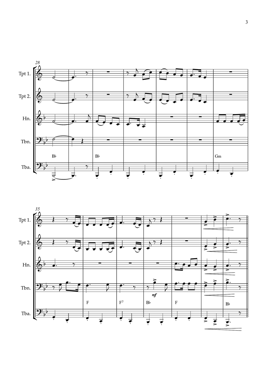 Joy To The World brass quintet intermediate Brass Quintet scores gallery preview page 3