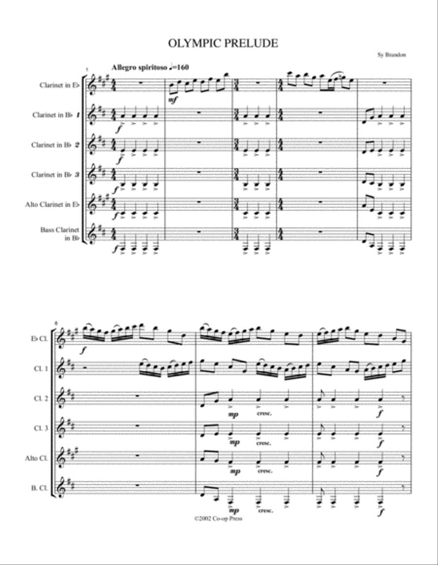 Olympic Prelude for Clarinet Choir Clarinet Choir scores gallery preview page 1
