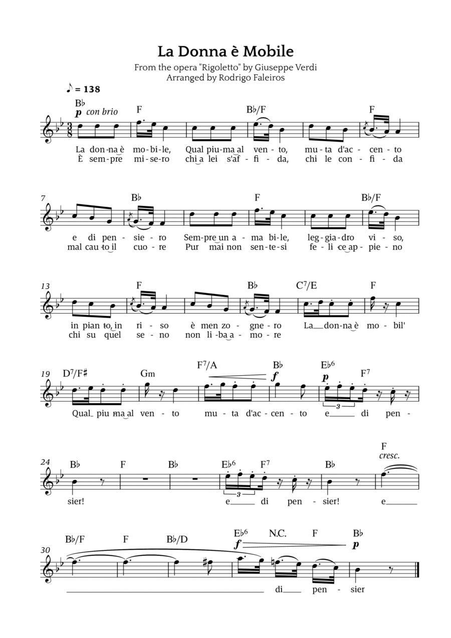 La Donna è Mobile Chamber Music scores gallery preview page 1