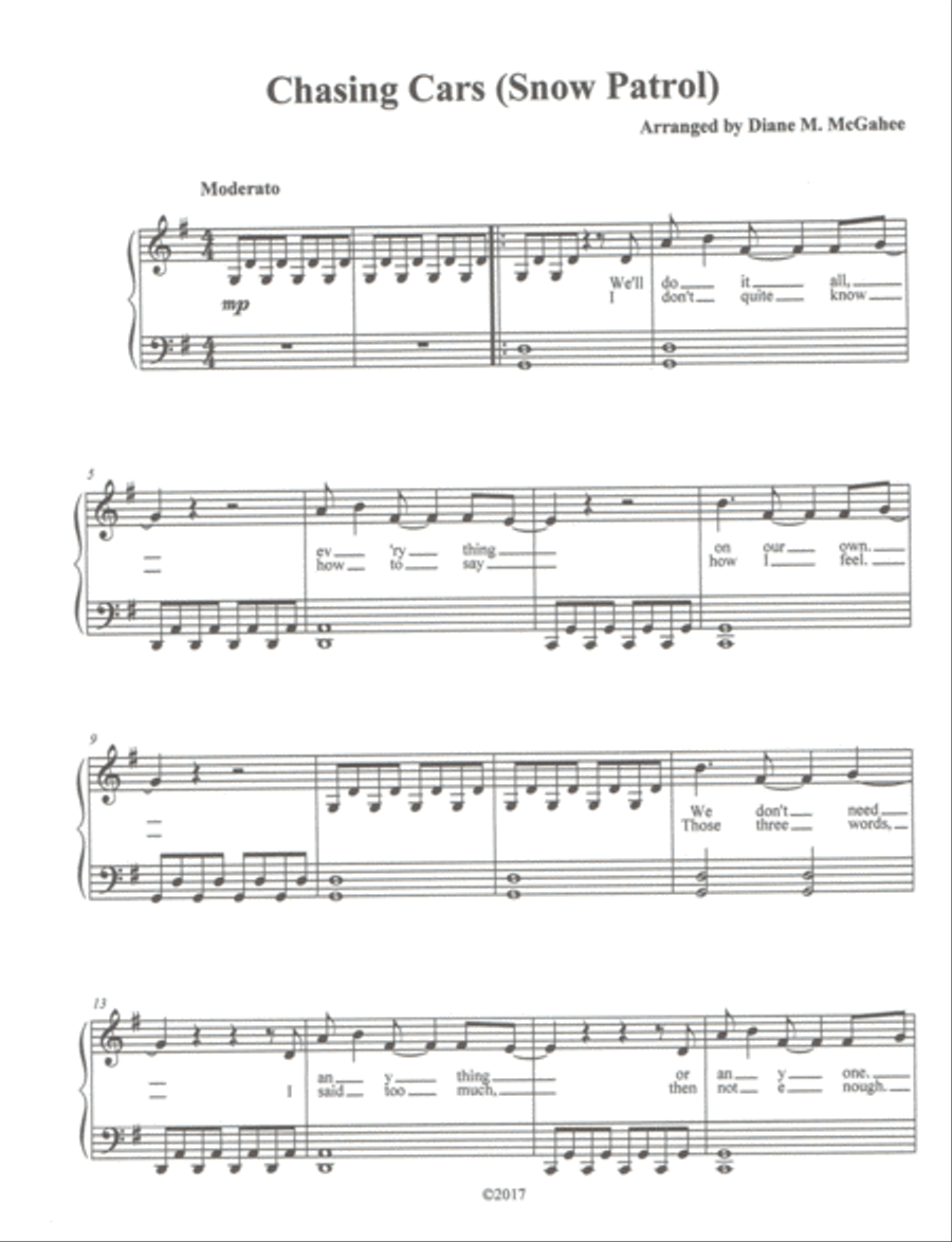 Chasing Cars Chasing Cars Small Ensemble scores gallery preview page 1