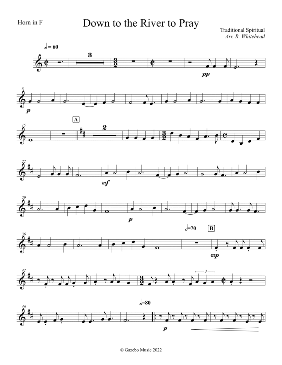 Down to the River to Pray Brass Ensemble scores gallery preview page 1