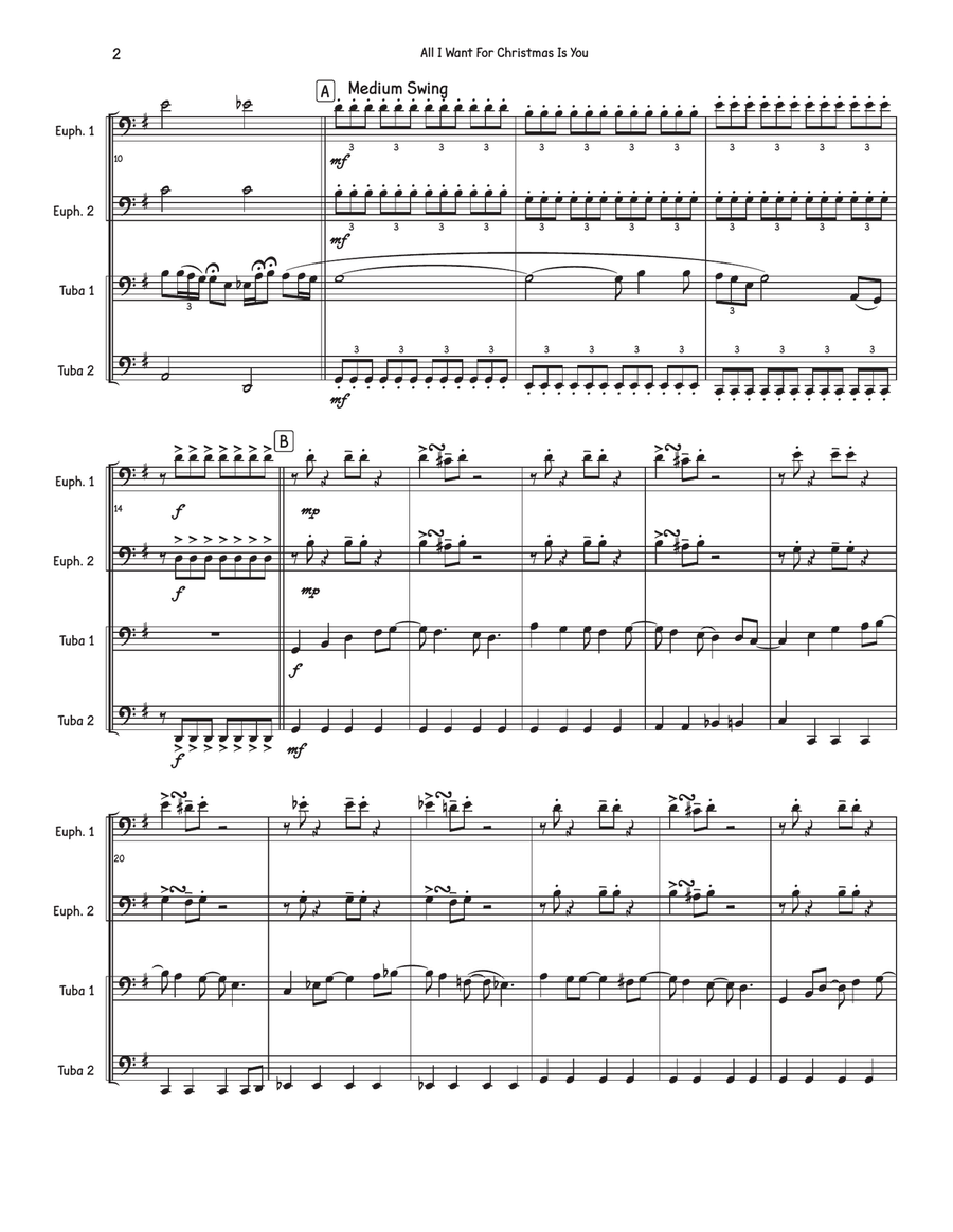 All I Want For Christmas Is You Brass Quartet scores gallery preview page 2