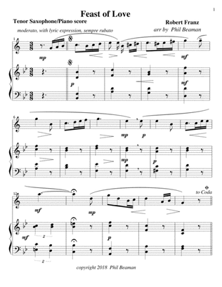 Feast of Love - Tenor Saxophone/Piano
