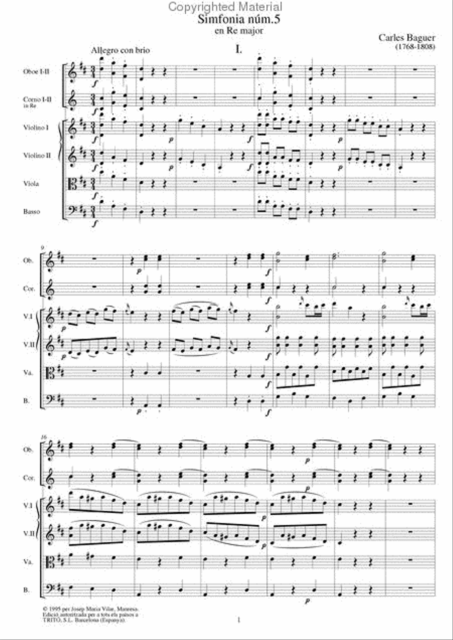 La Música Orquestral de Carles Baguer, II Oboe scores gallery preview page 2