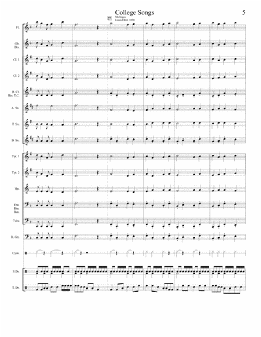 College Song Medley Concert Band scores gallery preview page 6