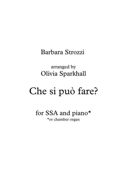 Che si può fare for SSA and piano - Barbara Strozzi image number null
