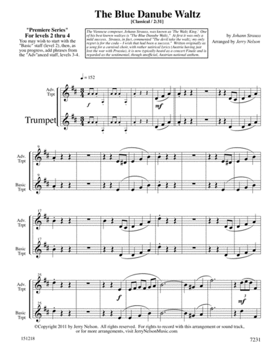 Blue Danube Waltz (Arrangements Level 2-4 for TRUMPET + Written Accomp) image number null