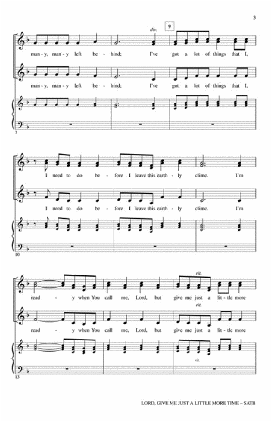 Lord, Give Me Just a Little More Time 4-Part scores gallery preview page 3