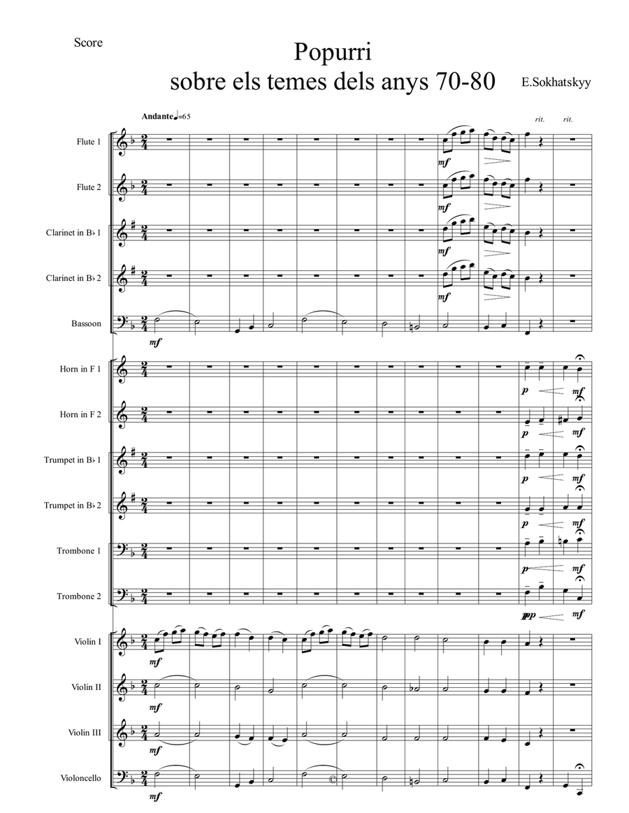 Popurris sobre els temes dels anys 70-80.Partitura general i parts d'orquestra. Full Orchestra scores gallery preview page 1