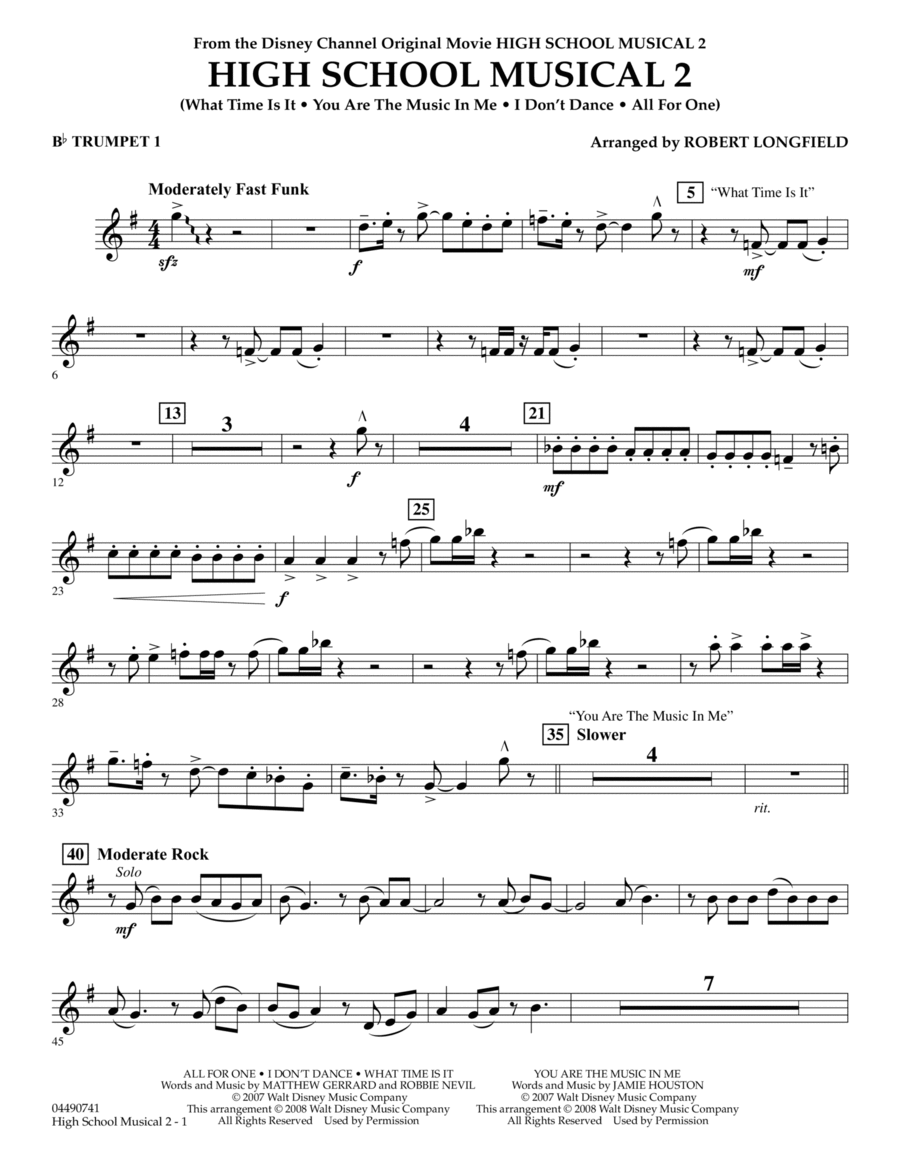 High School Musical 2 - Bb Trumpet 1 Full Orchestra scores gallery preview page 1