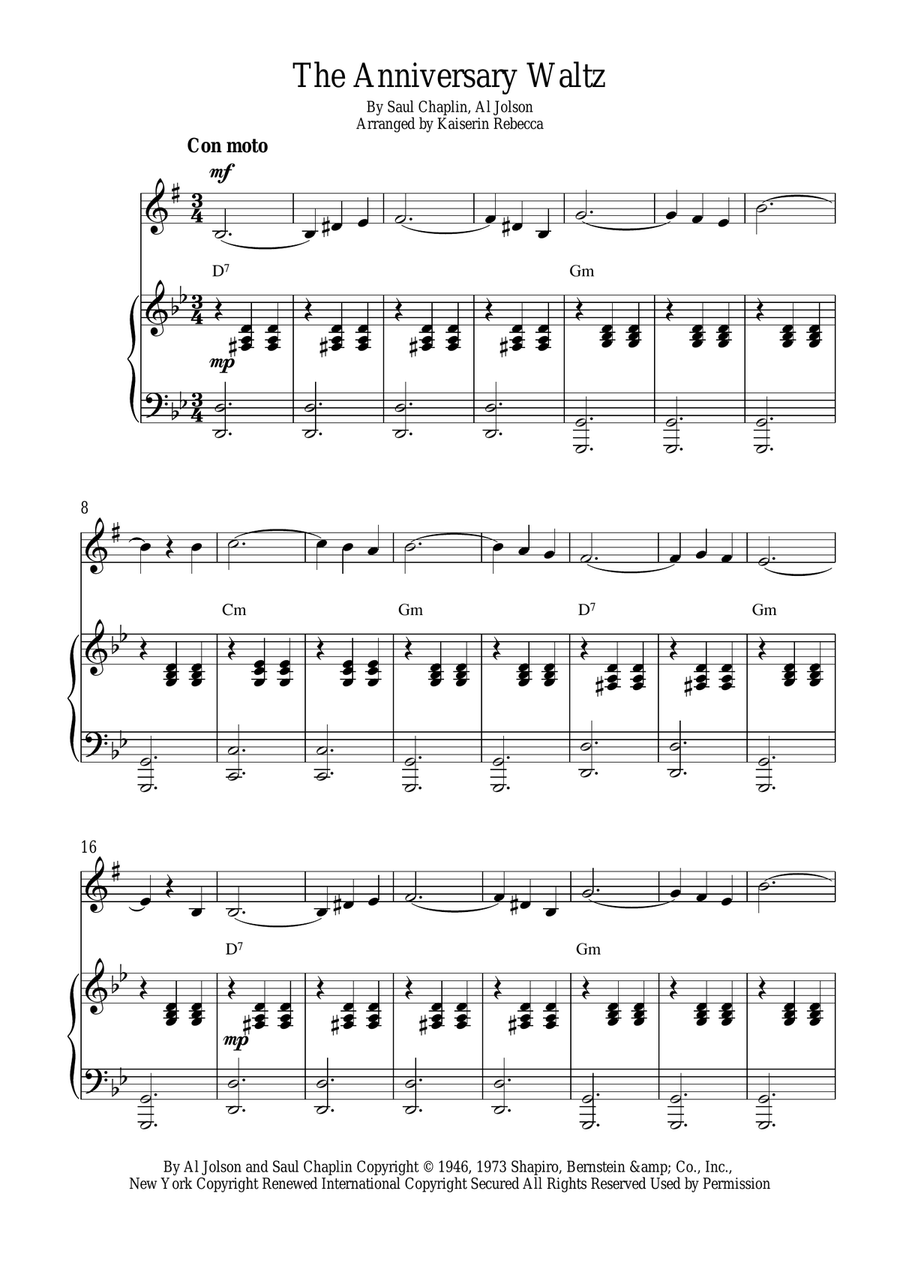 The Anniversary Waltz Alto Saxophone scores gallery preview page 1