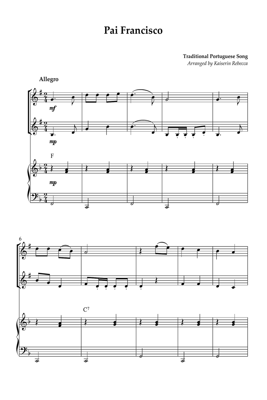 Pai Francisco Pai Francisco B-Flat Trumpet scores gallery preview page 1