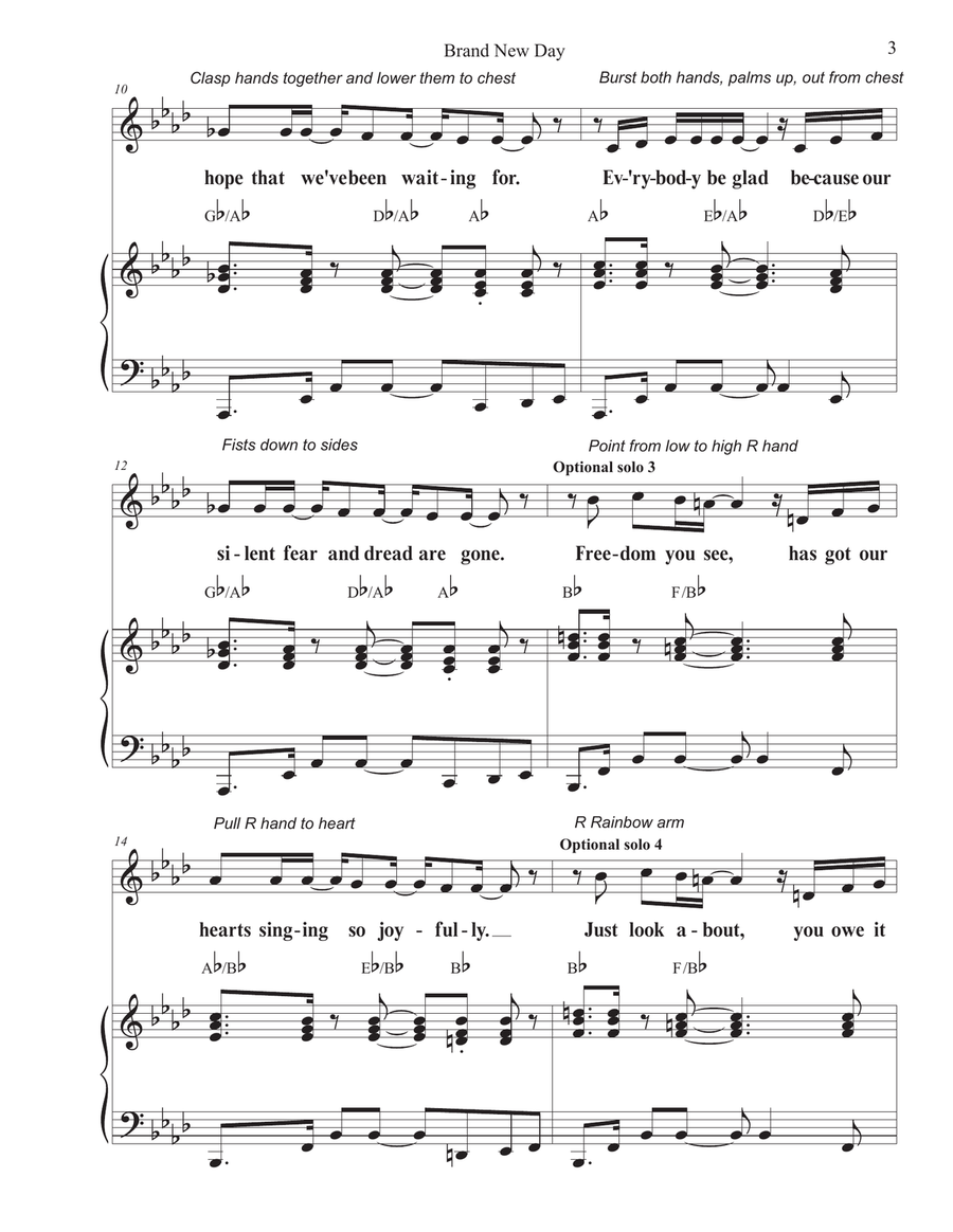 Liberation Ballet/a Brand New Day (everybody Rejoic Unison Choir scores gallery preview page 3