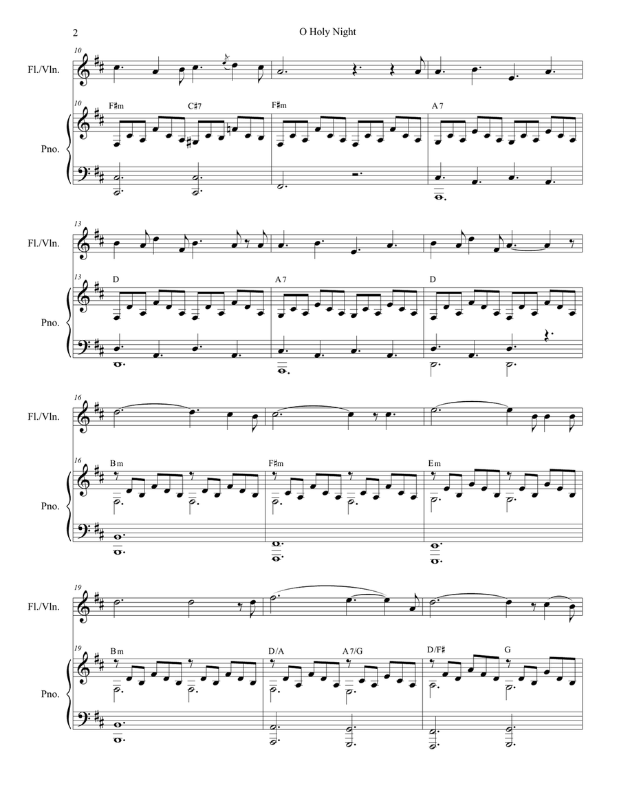 O Holy Night (for Flute or Violin solo and Piano) Flute scores gallery preview page 3