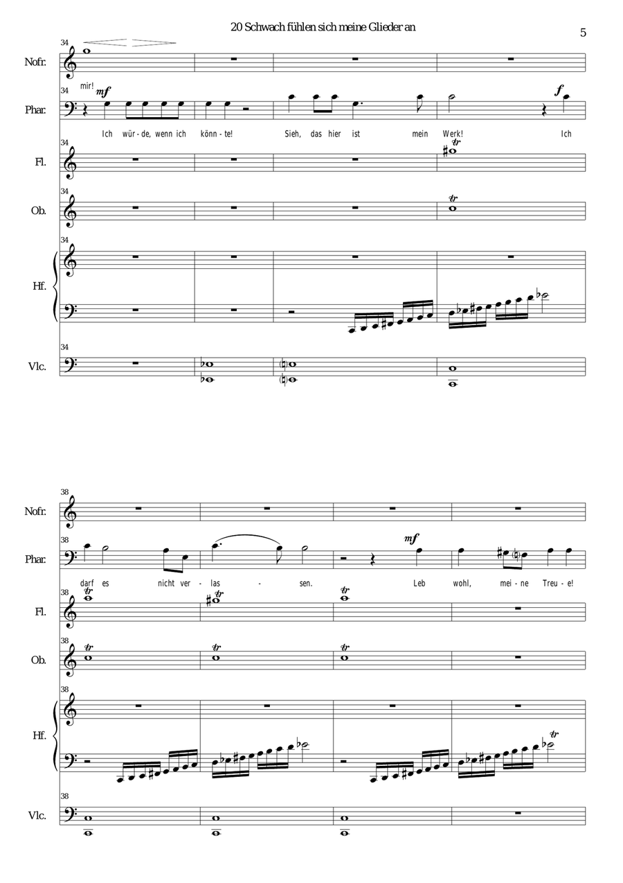 ATON Part 20-Schwach fühlen sich meine Glieder an (2 voices, harp, cello, oboe, flute) Harp scores gallery preview page 5