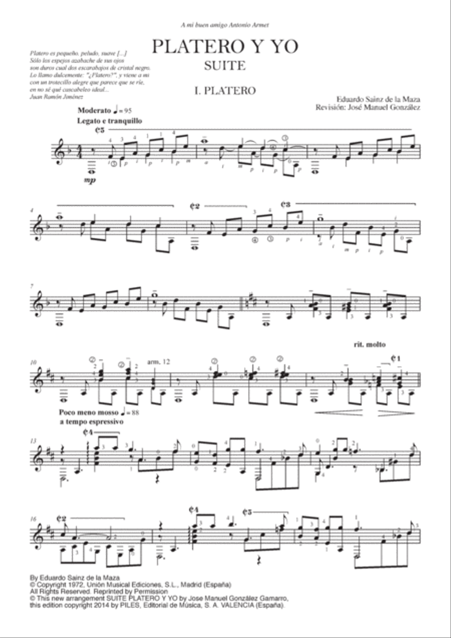 Platero y Yo Suite Classical Guitar scores gallery preview page 2