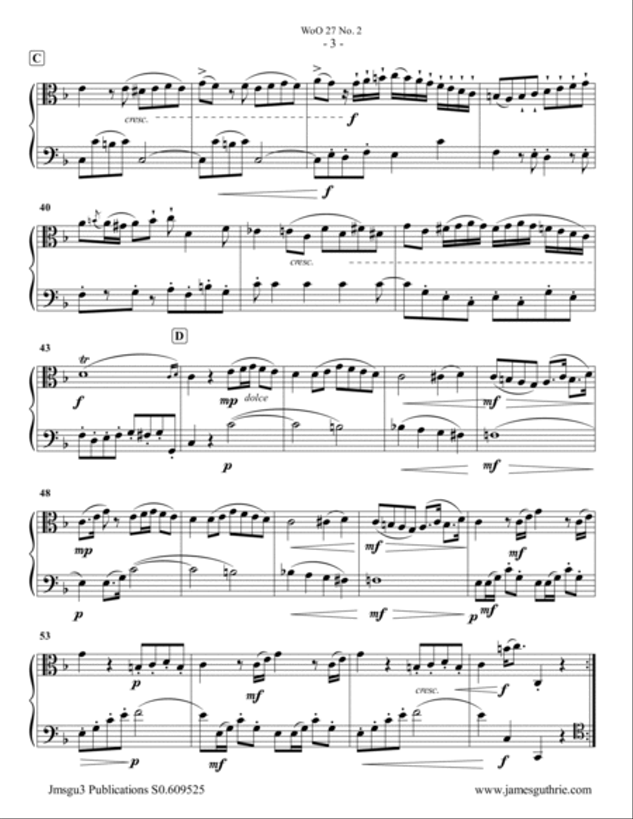 Beethoven: Duet WoO 27 No. 2 for Viola & Cello String Duet scores gallery preview page 3
