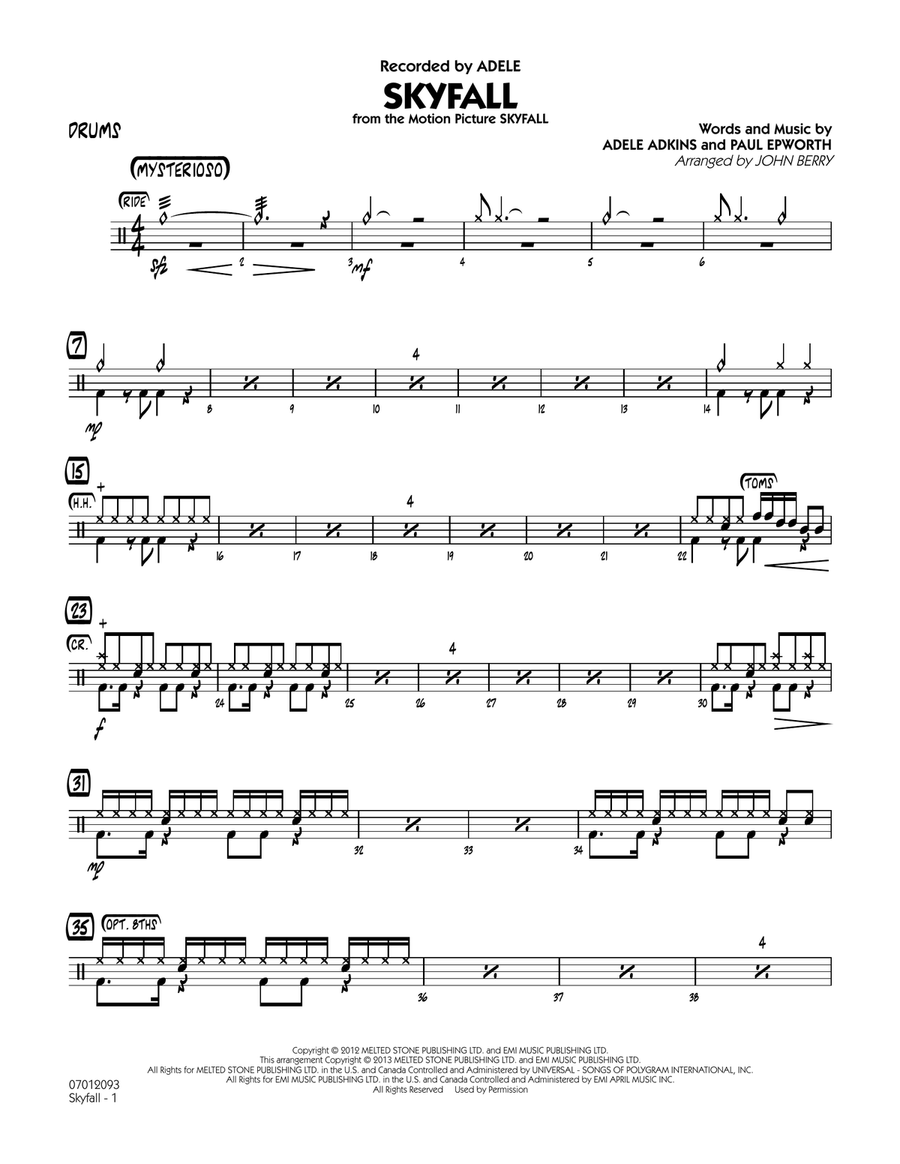 Skyfall - Drums Jazz Ensemble scores gallery preview page 1
