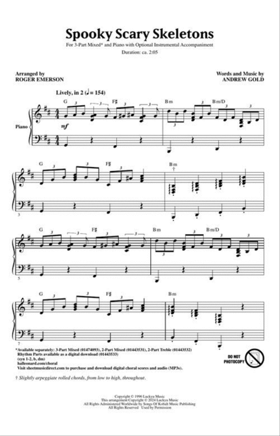Spooky Scary Skeletons 3-Part scores gallery preview page 3
