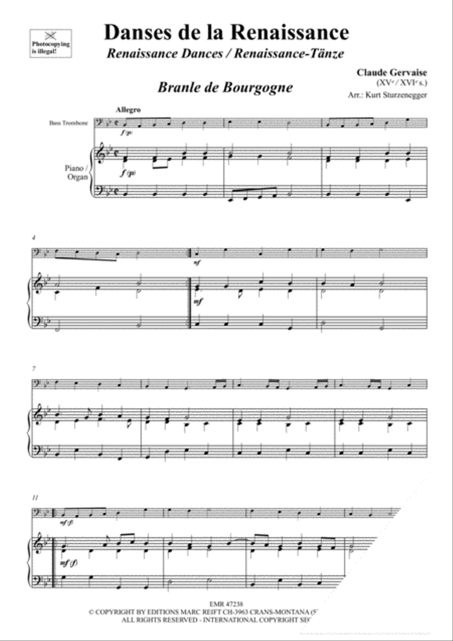 Danses de la Renaissance Trombone scores gallery preview page 3