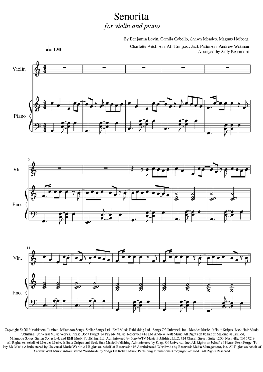 Senorita Violin Solo scores gallery preview page 1