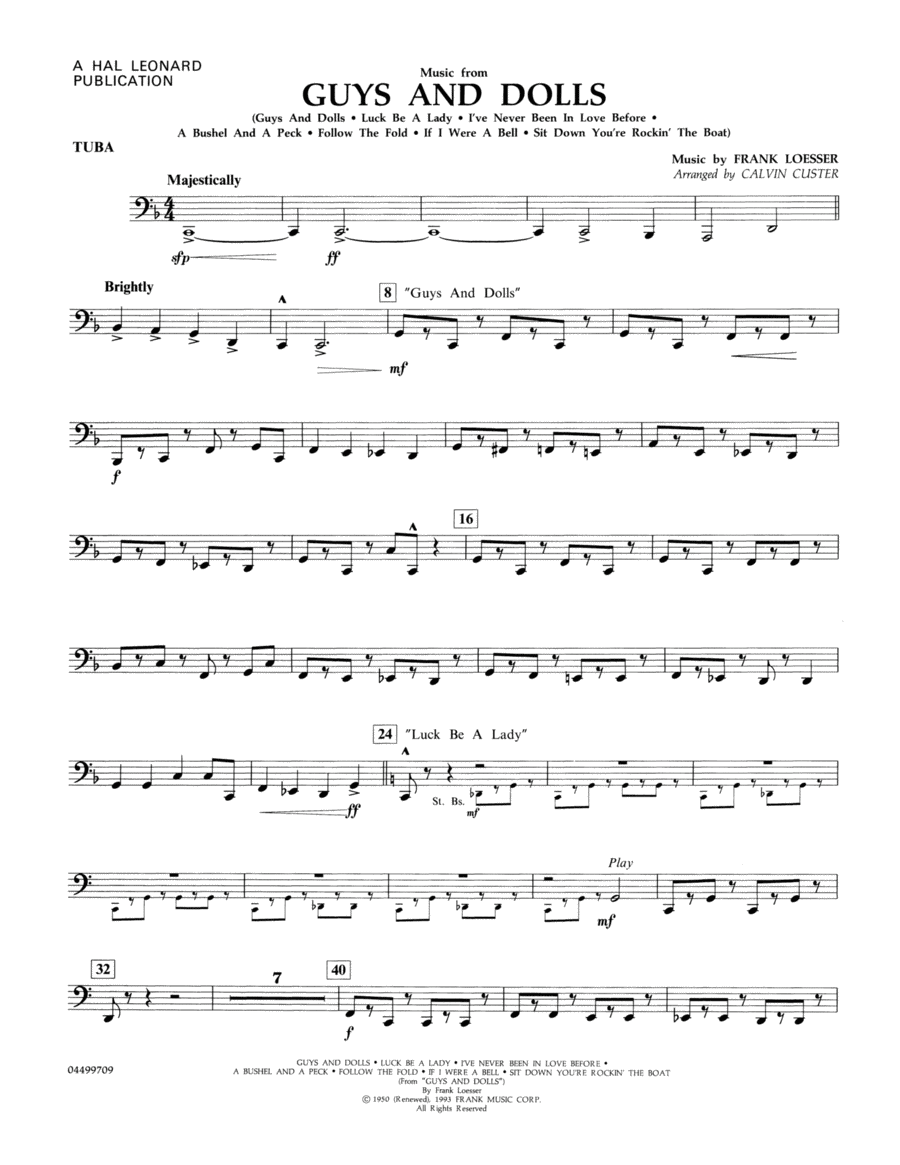 Music from Guys and Dolls (arr. Calvin Custer) - Bb Trumpet 3