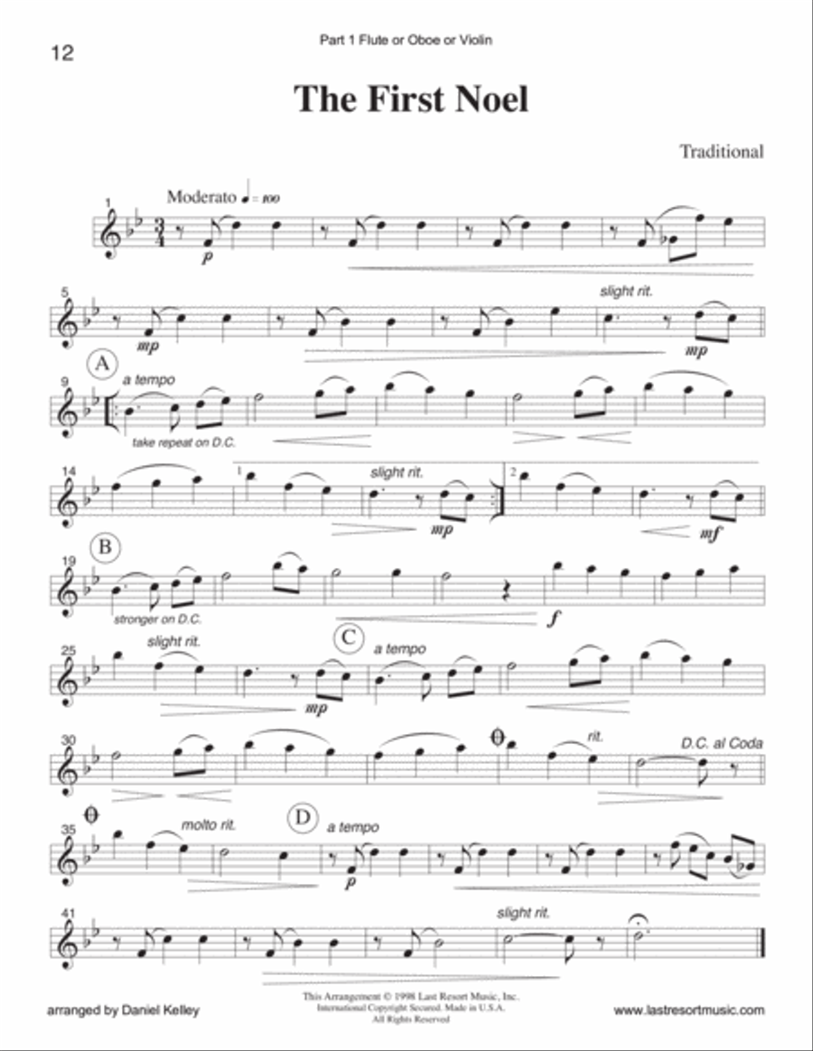 First Noel, The for Woodwind Trio or Clarinet Trio Clarinet Trio scores gallery preview page 3